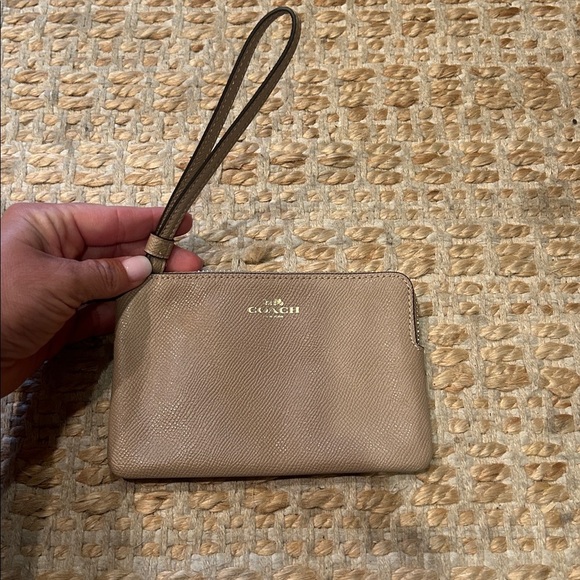 Coach Taupe Leather Wristlet - Picture 6 of 8